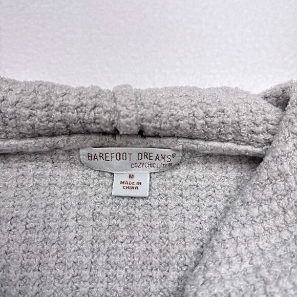 Barefoot Dreams Cozychic Lite Coastal Cardi Sweater Size Medium‎ Gray Open Front - Picture 4 of 8